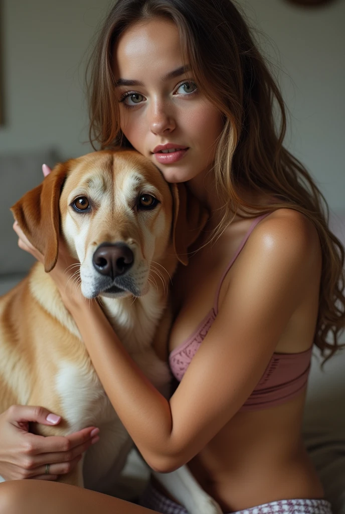 A girl sex with dog 
