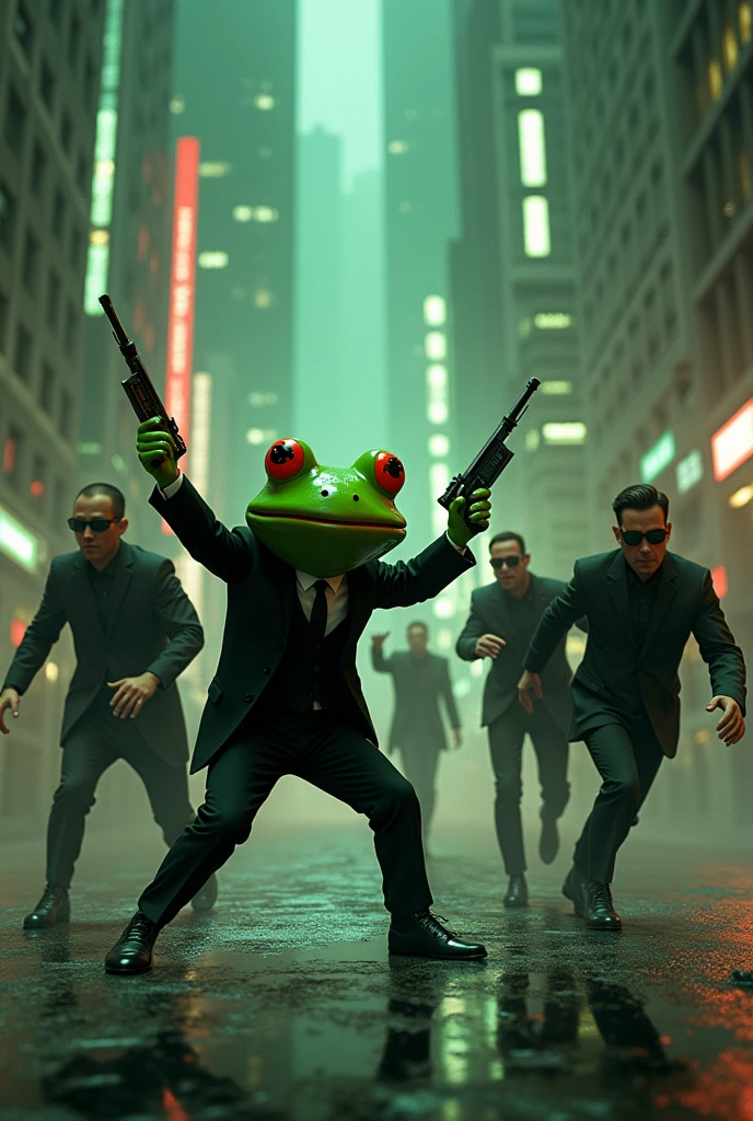 Pepe fights with agents matrix