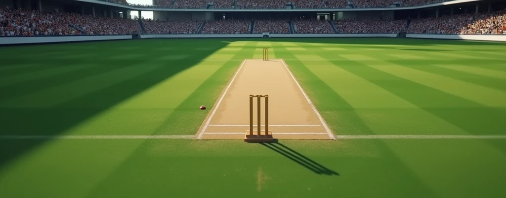 Empty cricket stadium stands filled with spectators，drop shadow, anaglyph, stereogram, tachi-e, ass pov, atmospheric perspective, 8k, super detail, best quality