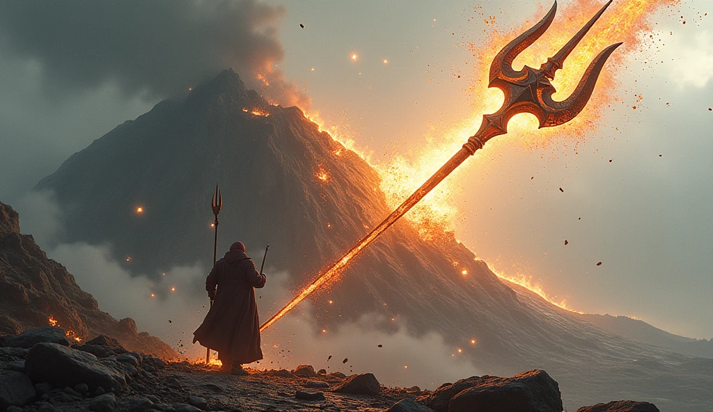 Trishul hit in a hill and destroy it 