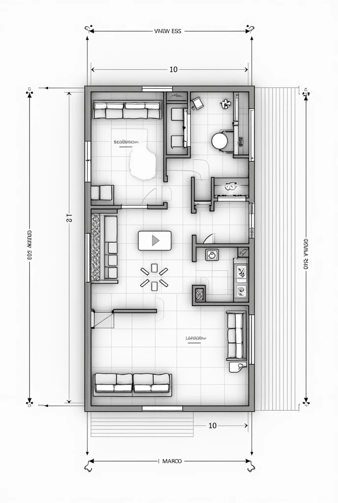 West facing plan autocad 1200 square feet