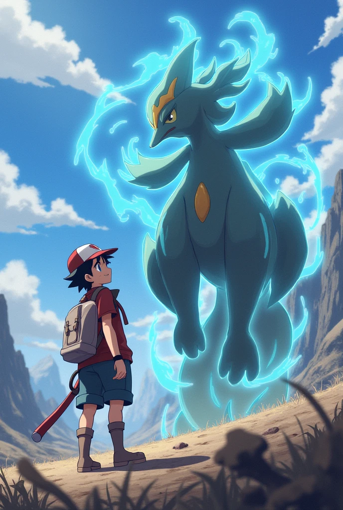 Ash ketchum and pokemon  lucario mega evolve 