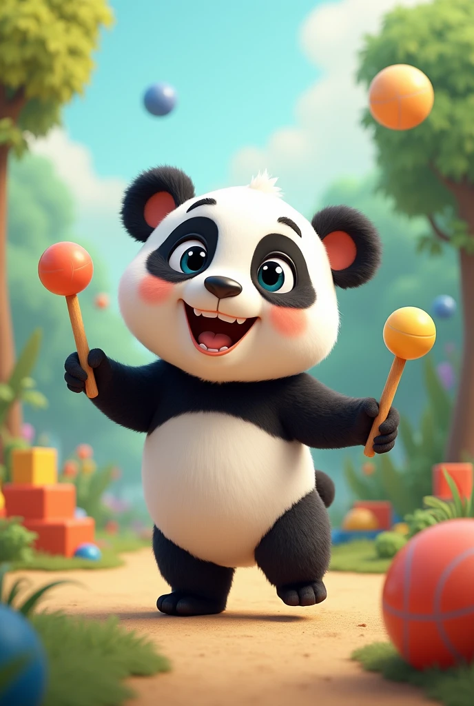 P is for panda, who loves to play along., For video write latter p