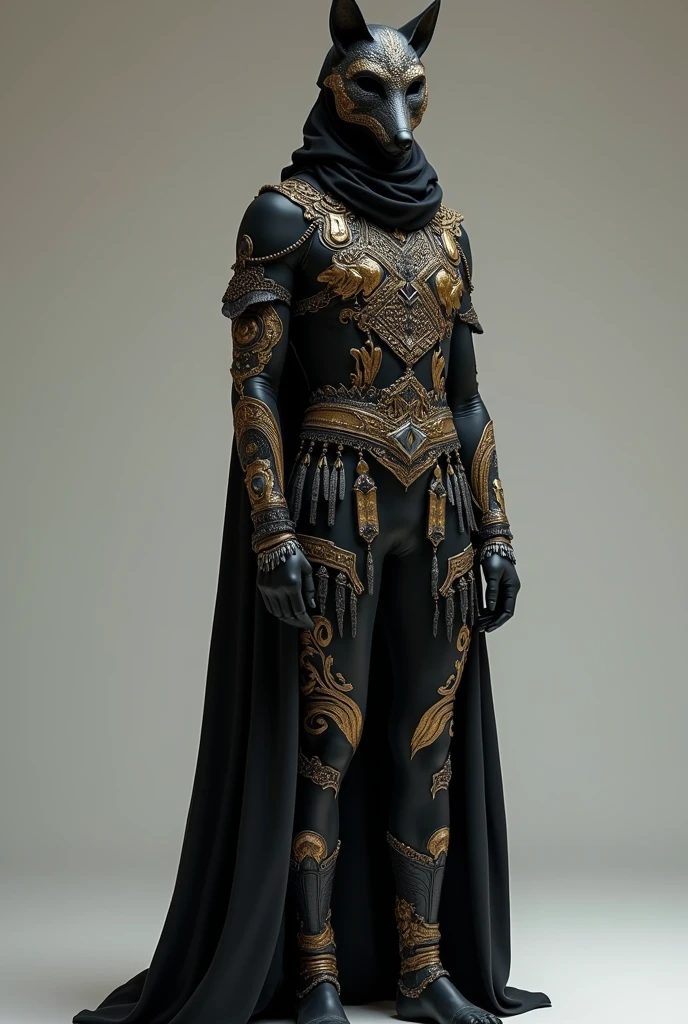 (photorealism:1.2), bench cheering costume. Theme: Black wolves tribe
Base color: black
Other color: gold and silver
Something more in traditional tribe and something that can be dIY
Just a person
SIMPLE
More like a Filipino indigenous people