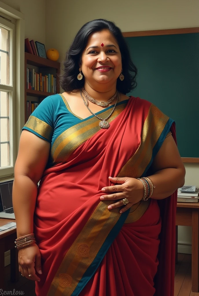 Fat indian lady teacher with thick thighs and big boobs