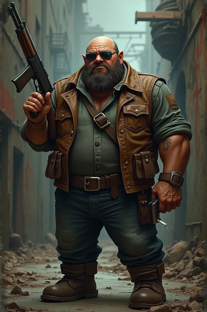 dwarf, böser dwarf , dwarf mit Shotgun, dwarf mit Sonnenbrille, dwarf mit Zigarette
