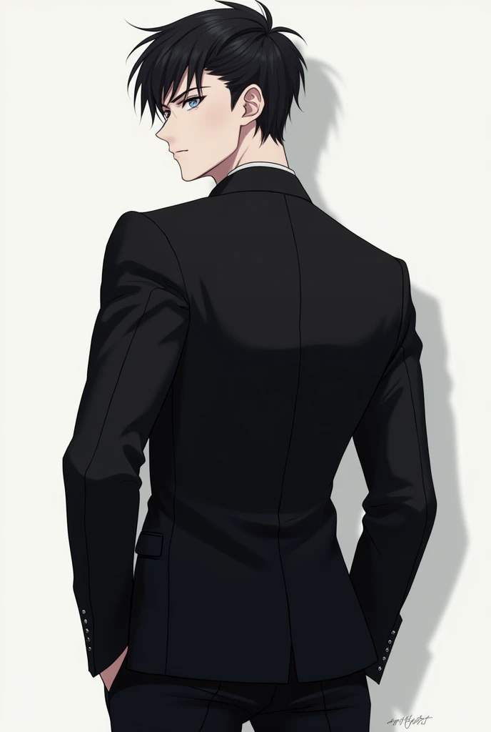 anime guy with all black suit