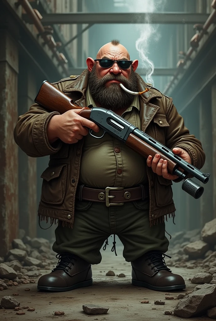 dwarf, böser dwarf , dwarf mit Shotgun, dwarf mit Sonnenbrille, dwarf mit Zigarette