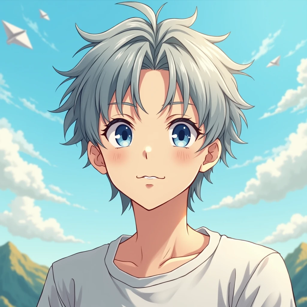 This temperament male anime avatar,The protagonist is a ager。He has short, neat, slightly curly hair.,His hair color is a fashionable silver gray and his eyes are bright,Eye color is deep blue,As if he could see into people's hearts,The look in his eyes reveals firmness and confidence。Long eyelashes droop gently,Adds a bit of tenderness and charm to these eyes。Thick and strong eyebrows,Together with his eyes, they make up his handsome face。
The face shape is clearly defined,Smooth lines,The chin is slightly raised,Demonstrating an unyielding。Straight nose,The nasal wings are moderate,Adds a bit of three-dimensionality to the whole face。The corners of the mouth slightly raised,Draw a charming smile,As if ready to share his joy and enthusiasm with the world。
Background,You can choose a simple and bright color as the background,Such as fresh blue or warm,To highlight the handsomeness and vitality of the protagonist。You can also add some elements that match the theme.,Like floating clouds、Flying paper airplanes or mountains in the distance,Add a lively and interesting touch to the entire avatar。