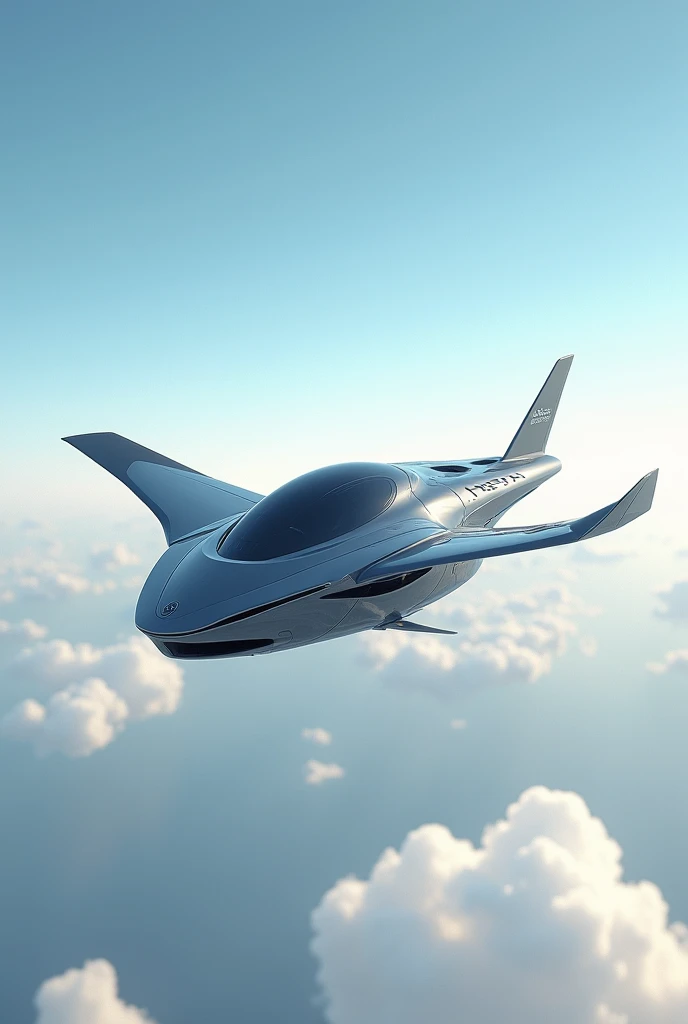 Create the gray pulse car with wings in the sky