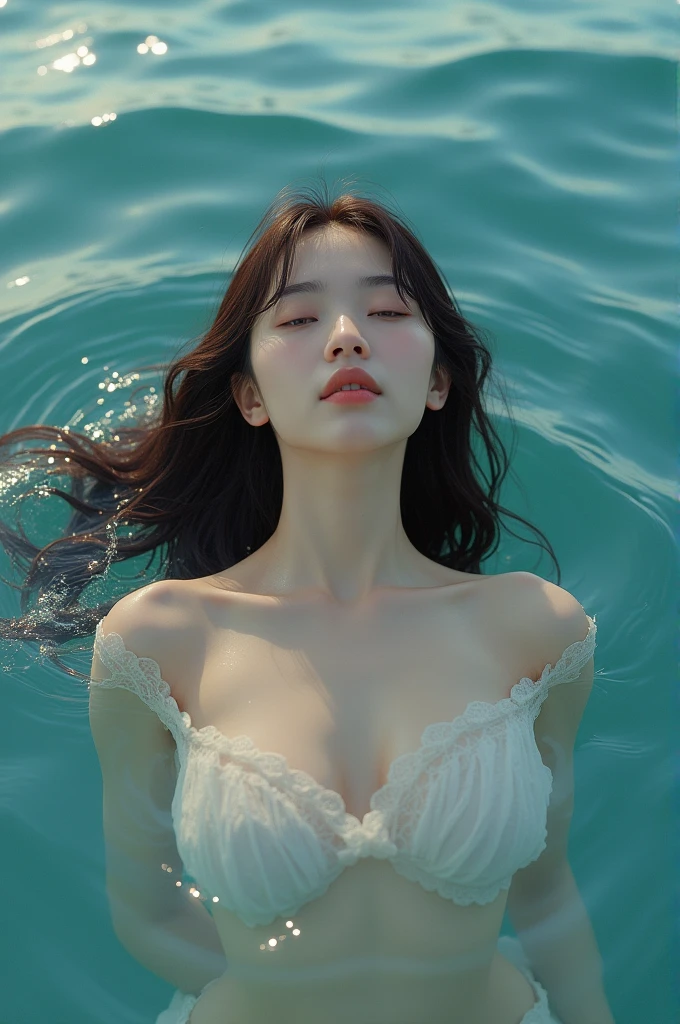 woman in the water,naked,close range