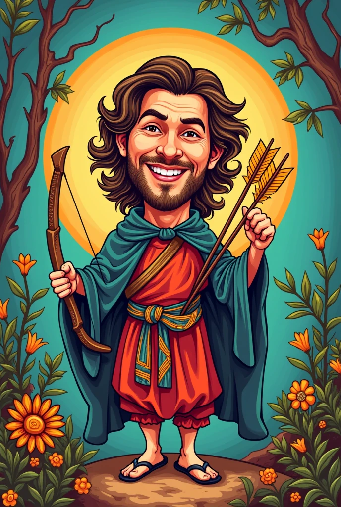 You can draw the image of Saint Sebastian of Cusco now caricatured