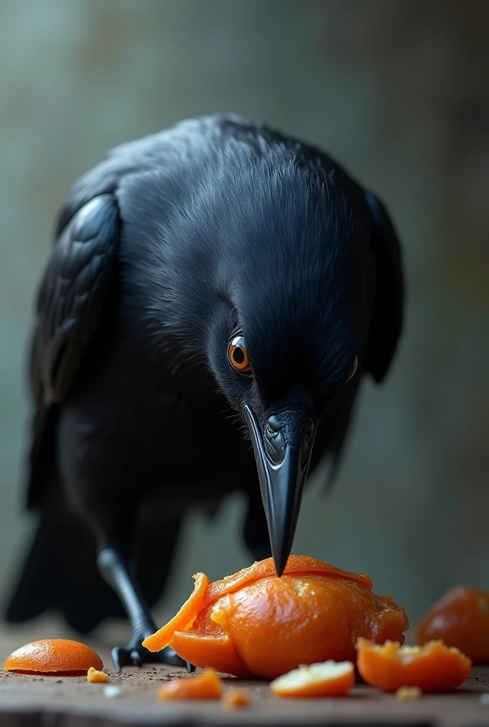 Crow eat food 