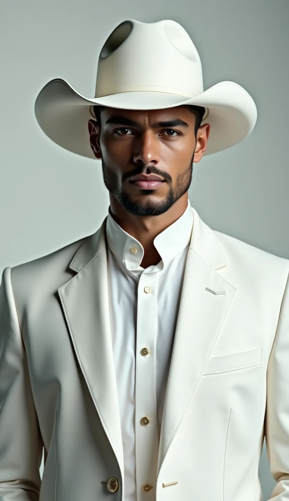 Make a man wearing a hat and white clothes 