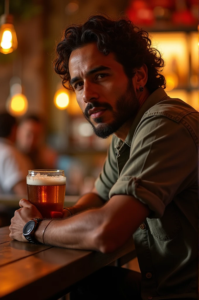 Brazilian man in a super realistic bar