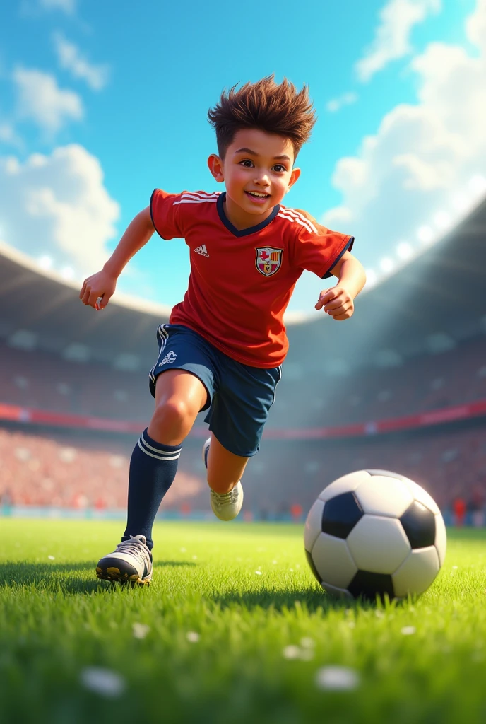 A boy playing football