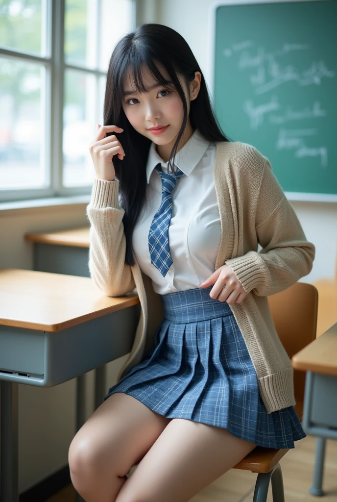 alone、expensive school girl、Natural body shape、White skin、Natural Makeup、Black Hair、bangs、Straight Long Hair、Lifting the skirt with one hand、expensive 、Beige cardigan、Roll up your sleeves、White blouse with collar、Blue plaid tie、Blue plaid pleated skirt、Please sit at the desk、Spread your legs、Big Breasts、(Small size pure white panties)、((The upper body is wearing a uniform))、School classroom、Low - Angle、Overlooking here、White socks、Black Loafers、Full body photo、Focus on the crotch、
information
