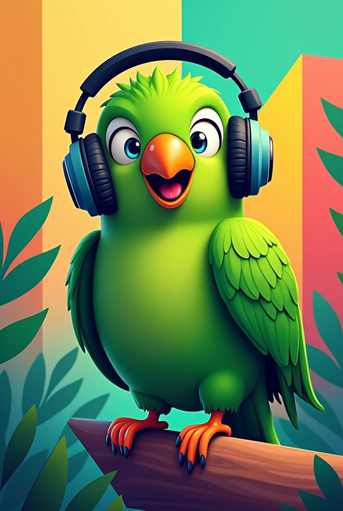 Create a green parrot mascot using headphones
