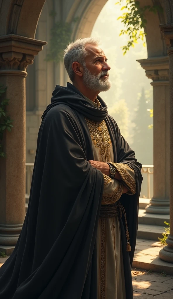 Make a clerical man who looks forward 