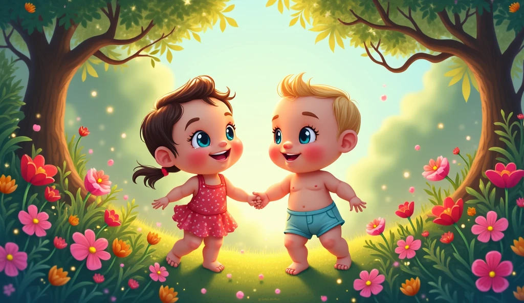 So come and explore, this wondrous place
Where magic grows, and love shines bright on every face
In the Magic Garden, dreams unfold
A world of wonder, where hearts are made of gold.
  ( Use  girl or boy in this picture as a cartoon characters)