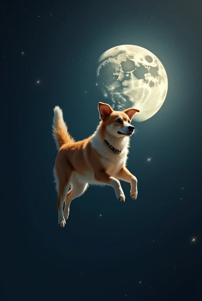 Dog flies to the moon 