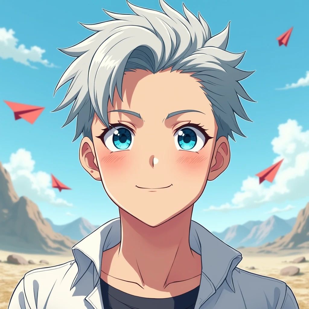 This temperament male anime avatar,The protagonist is a cool boy,Also a male god。He has short, neat, slightly curly hair.,His hair color is a fashionable silver gray and his eyes are bright,Eye color is deep blue,As if he could see into people's hearts,The look in his eyes reveals firmness and confidence。Long eyelashes droop gently,Adds a bit of tenderness and charm to these eyes。Thick and strong eyebrows,Together with his eyes, they make up his handsome face。
The face shape is clearly defined,Smooth lines,The chin is slightly raised,Demonstrating an unyielding。Straight nose,The nasal wings are moderate,Adds a bit of three-dimensionality to the whole face。The corners of the mouth slightly raised,Draw a charming smile,As if ready to share his joy and enthusiasm with the world。
Background,You can choose a simple and bright color as the background,Such as fresh blue or warm,To highlight the handsomeness and vitality of the protagonist。You can also add some elements that match the theme.,Like floating clouds、Flying paper airplanes or mountains in the distance,Add a lively and interesting touch to the entire avatar。