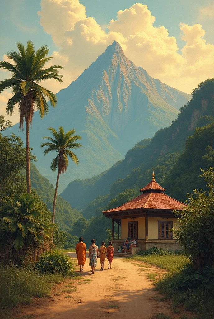 the mountain and building is separate. the message is even though were from afar nor different culture, we have freedom to say nor use our filipino language, noooo, what i mean is the filipinos, not the love birds