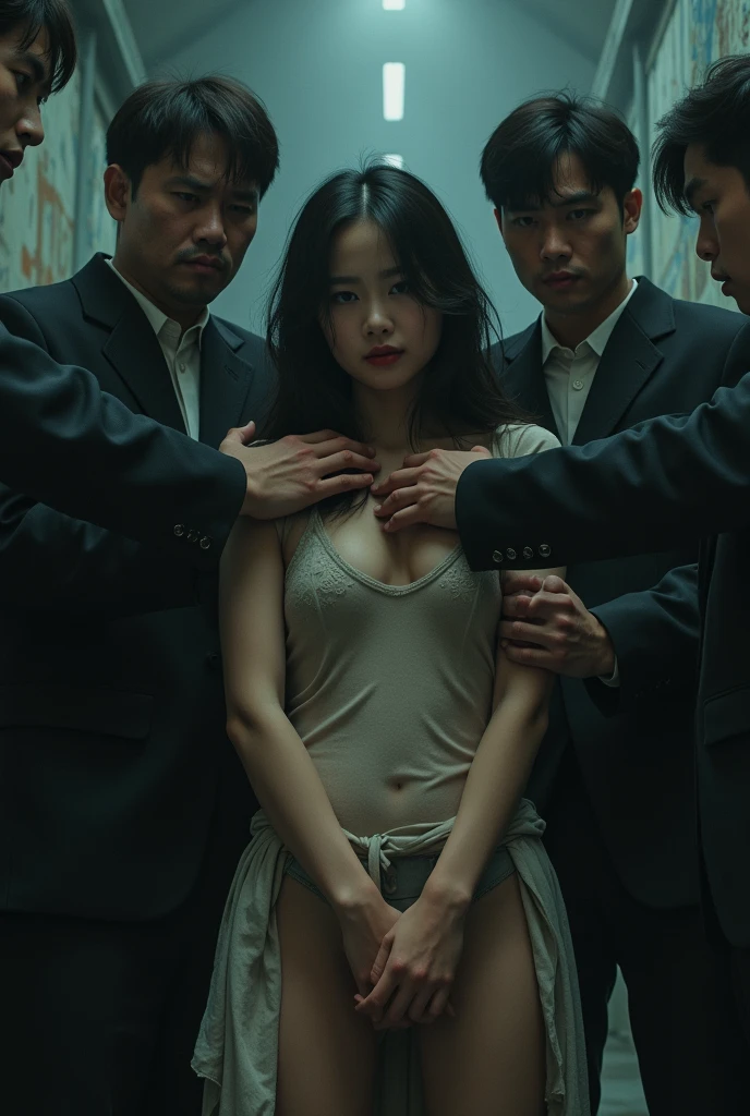 Some gangster were caught a korean hot girl and remove all his clothes and touching his body parts