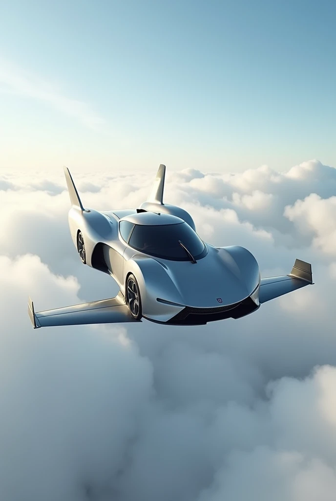 Create the gray Fiat pulse turbo car with wings in the sky 