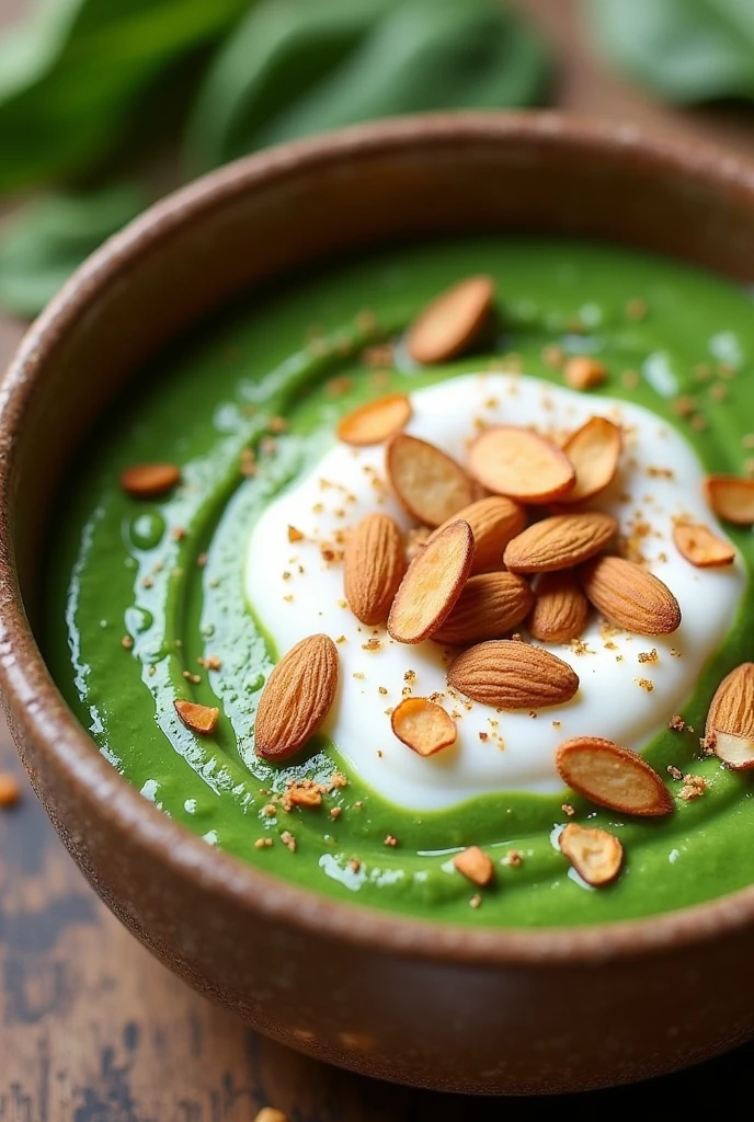 Keep your bones strong with a Spinach Almond Yogurt Snack! Recipe in the description."