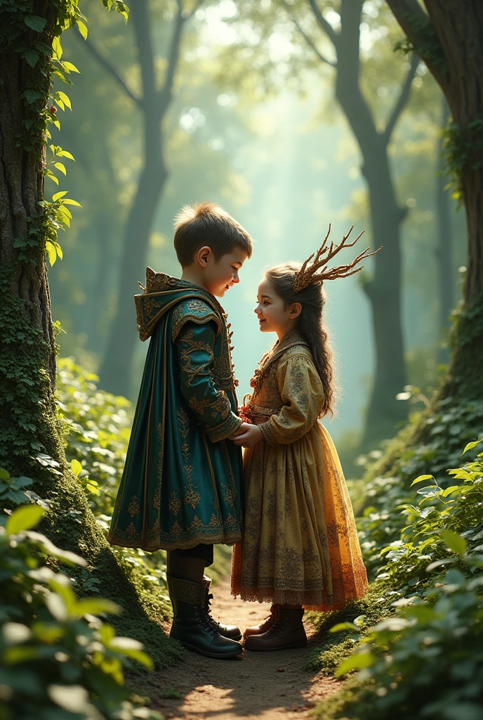 1 boy and 1girl  forest under custome and boy and girl fack ultra realistic 
