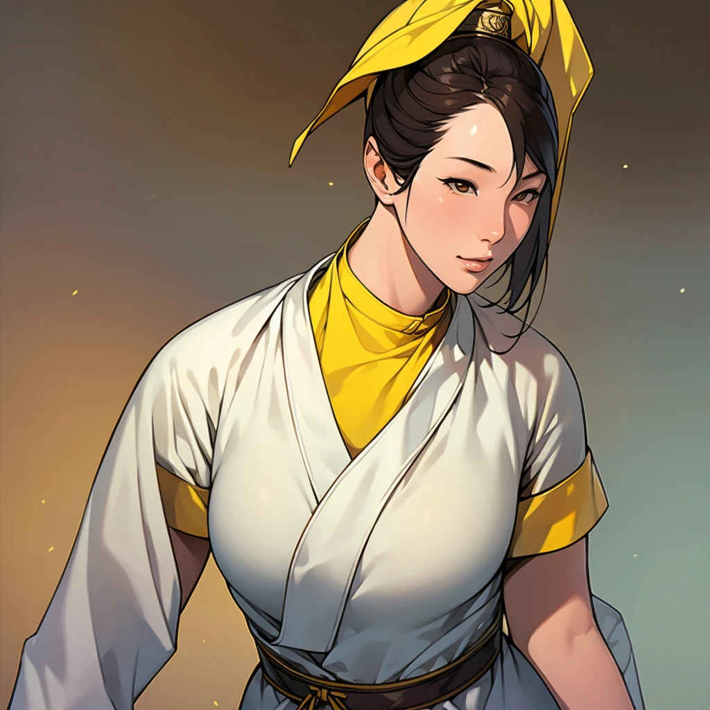 (masterpiece), best quality,A 1 Chinese girl with yellow complexion wears an ancient Chinese soldier's silver-white iron armor suit and has expressive eyes, Cute face , Sexy , Long hair, Hair color black, long legs, 、Sexy、deep、charming、mystery, Facial expression smile,Full body standing in the military camp