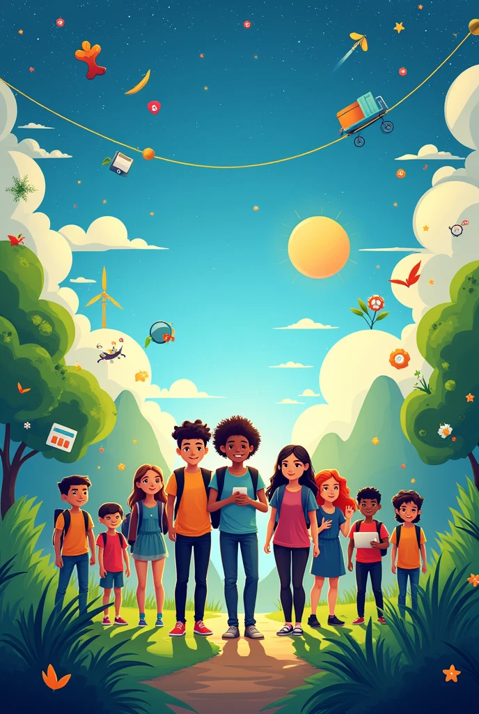 Create a poster with a theme "youth digital pathway for sustainable development"