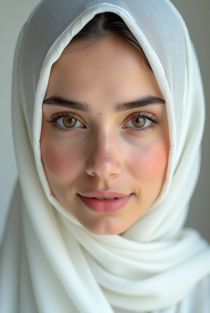 Beautiful girl 4k,a woman,wearing a white hijab,Muslim,Good,Beautiful