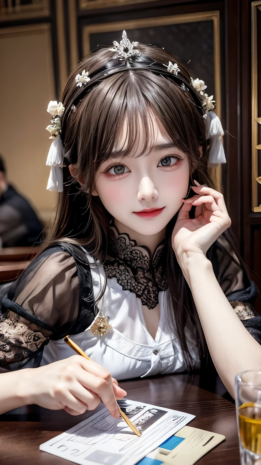 (On a table, Best quality at best, Best quality, offcial art, Beautiful and beautiful:1.2), (1 girl in:1.3), (s fractal art:1.3),ritualistic、Nassida、Face hidden、masks、Daoism、cursed、cursed、luring、nitpicking、onimous、creepy banknotes
