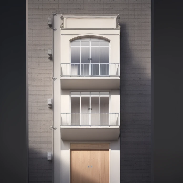 un dessin d'un bâtiment de trois étages avec des balcons et des balcons, détails réalistes en hauteur, 3 portes, porte de balcon, appartement 2j, appartement 2j design, 2 d AutoCAD, architecture détaillée, Niveau de détail extrêmement élevé, bâtiment à plusieurs étages, Éléments de carrosserie détaillés en hauteur, bâtiment faisant face, AutoCAD, vue latérale 2D, magasin très détaillé, vue en élévation