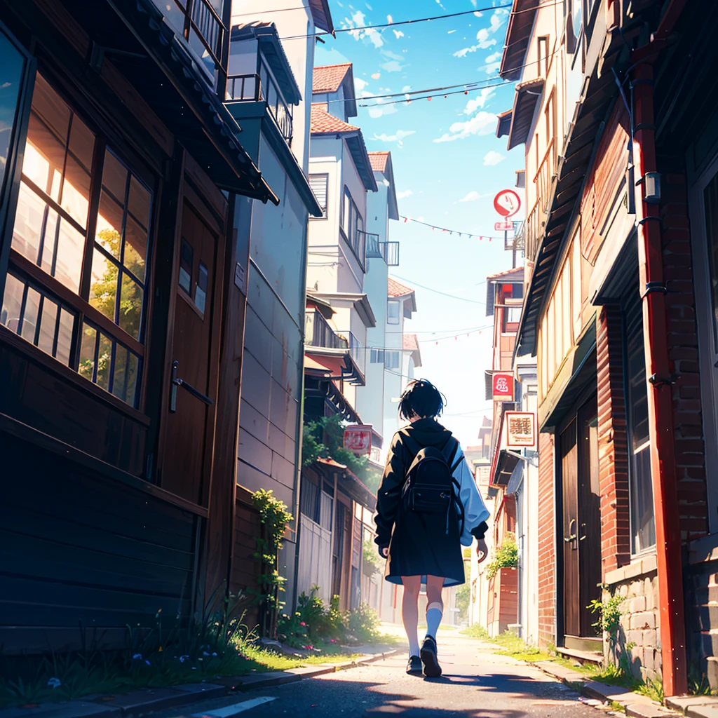How far will you keep walking? Let's walk together with the wind again. --ar 3:2 --niji 5
