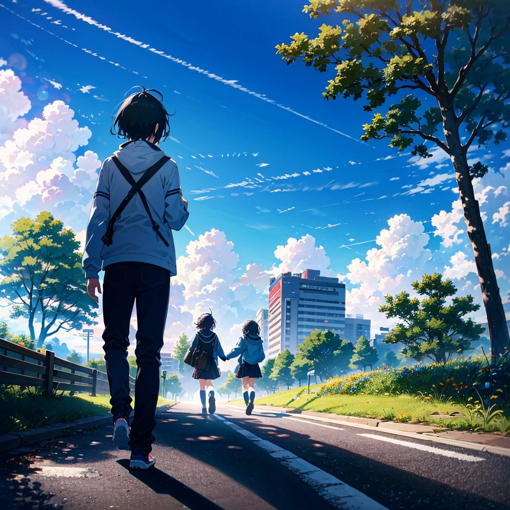 How far will you keep walking? Let's walk together with the wind again. --ar 3:2 --niji 5
