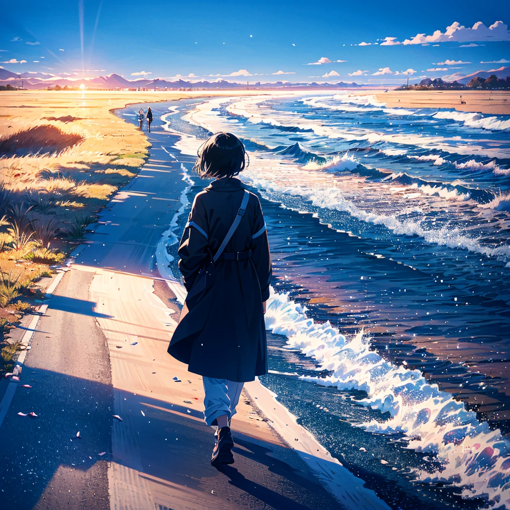 How far will you keep walking? Let's walk together with the wind again. --ar 3:2 --niji 5