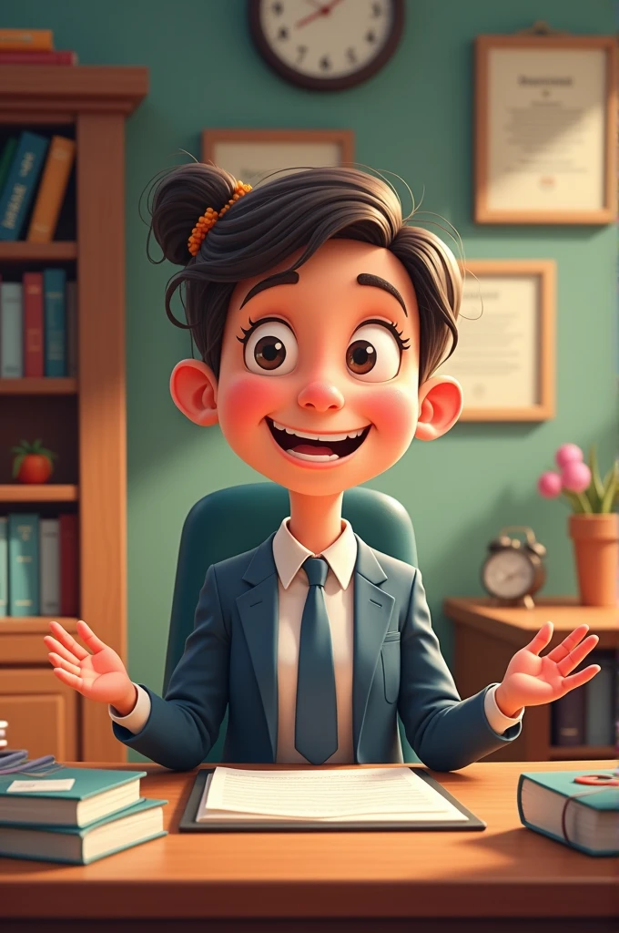 Create a image of a school principal in 2d animation