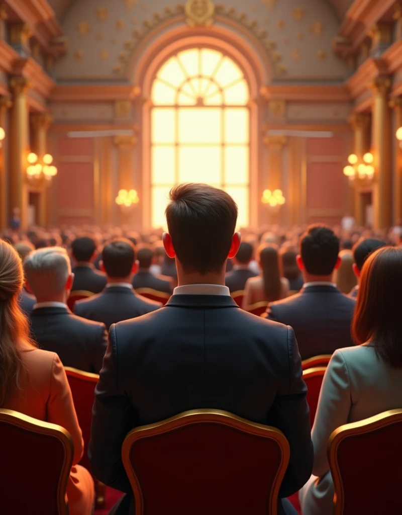 wide back view of successful entrepreneurs crowd , sitting down in a majestic hall, pixar character, pixar renderman render, pixar octane render, pixar. octane render, as a pixar character, pixar portrait 8 k photo, depicted as a pixar character, pixar render, ideal pixar character, 3d model pixar render, render in pixar, by Pixar, pixar 3d render, facing the viewer