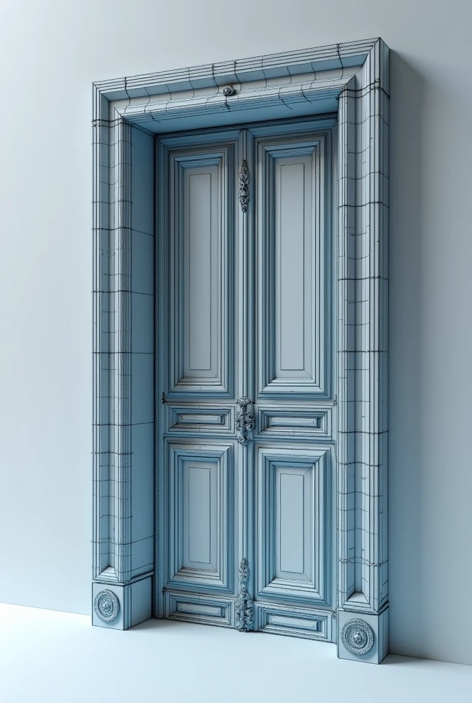 An example of a finite element mesh applied to a specific component, like a door. This model shows how the structure is discretized for stress and force analysis..