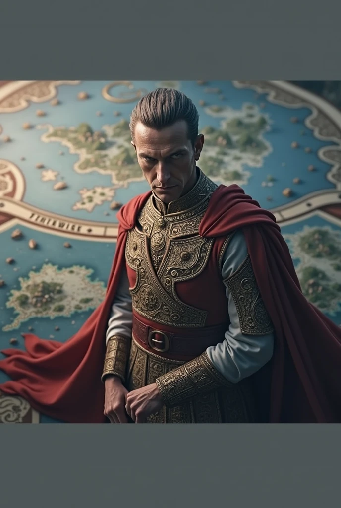 A final view of the map of his empire with a closing statement.