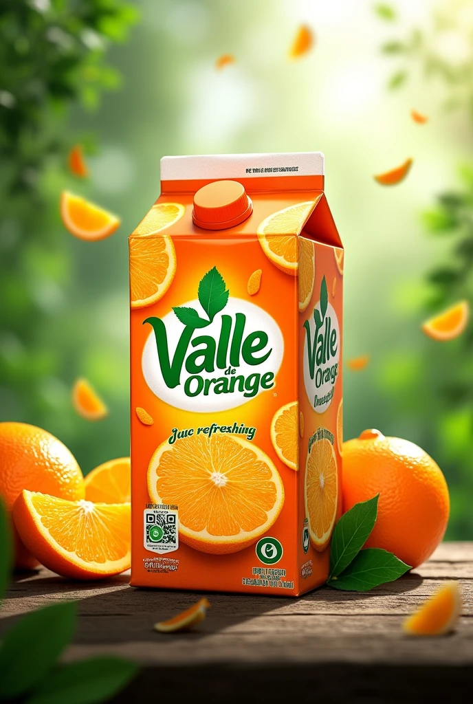Valle de orange juice advertisement with price and juice box