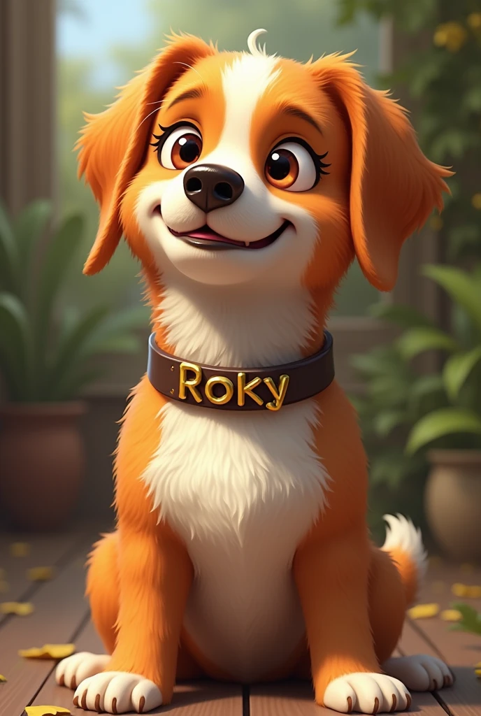 බල්ලෙකුගේ කර පටියක් කරපටියේ Roky කියලා ගහලා තියේනවා
