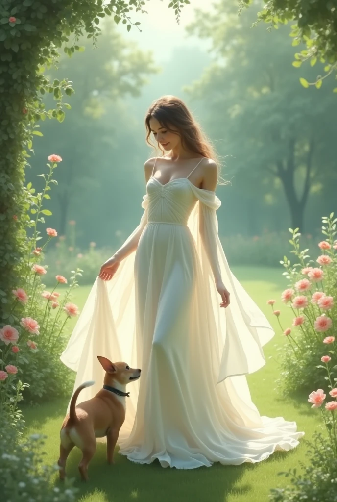 White long dress and dog pee