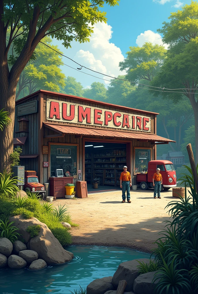 Auto parts shop and nature
