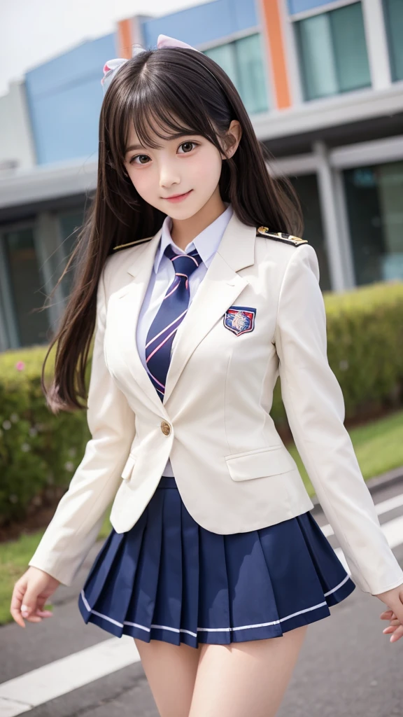 cute、high school girl、Idol、uniform、blazer、mini skirt、See-through、Fluttering in the wind