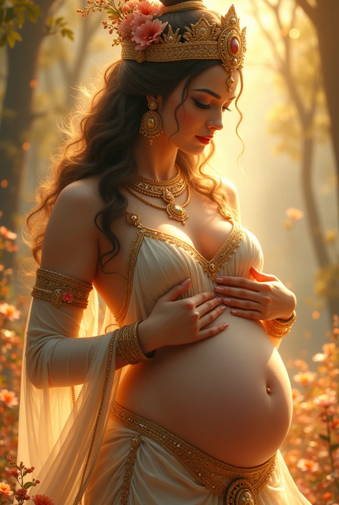 Goddess Lakshmi rubbing nipples