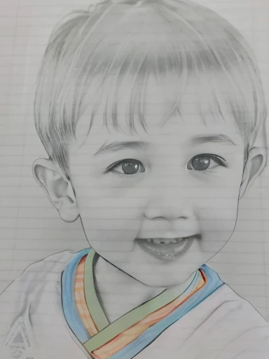 Realistic color photography style、Smiling emphasizes nasolabial folds. Make the chin a little thinner and accentuate the nasolabial folds.、I want it to look more like a color photograph..............。3 year old boy, Xu々To、Clearly visible、Emphasizes deep nasolabial folds from nose to mouth、Generate left and right dimples、Show me your beautiful smile.。Make your eyes look cute with double eyelids.Please make a live-action version。There is a lot of ketchup around the mouth、To-sai